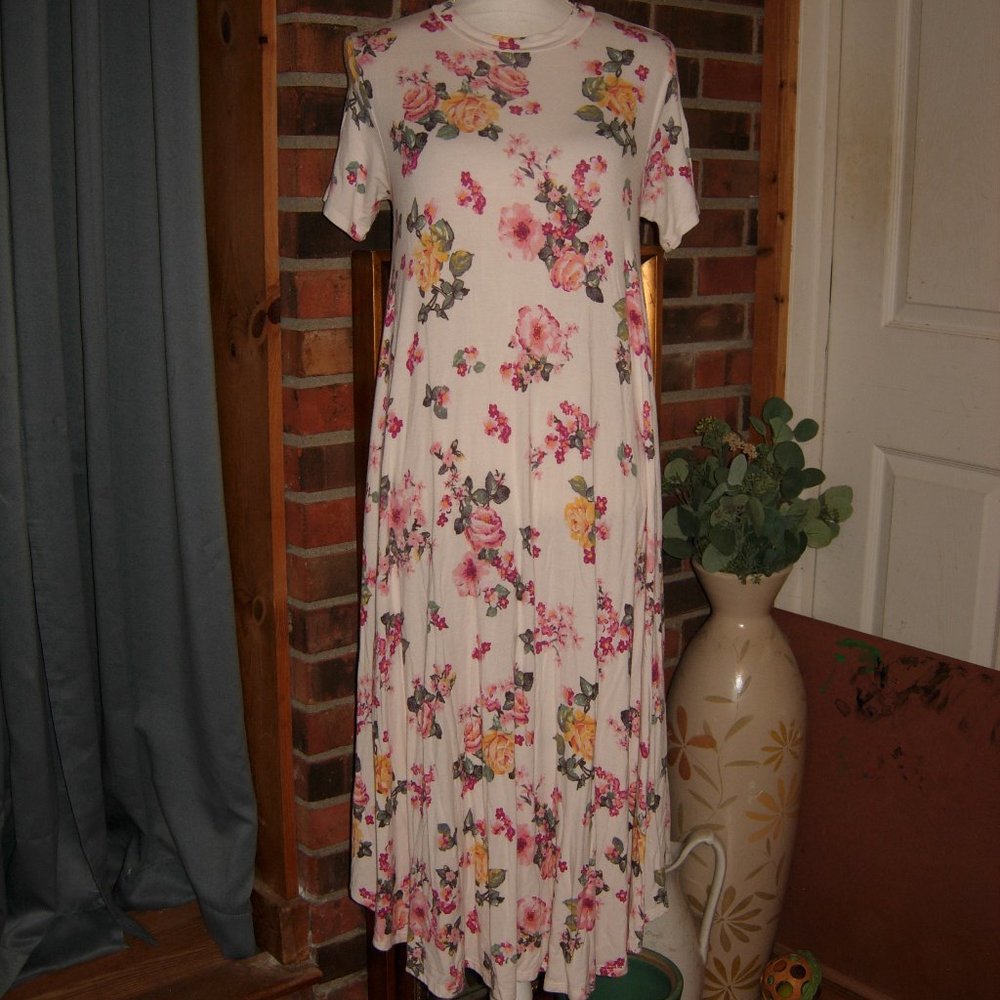 Flamingo Urban Floral T-Shirt Long Dress M